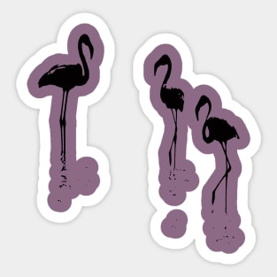 Minimalistic Three Flamingos Silhouette In Black Sticker